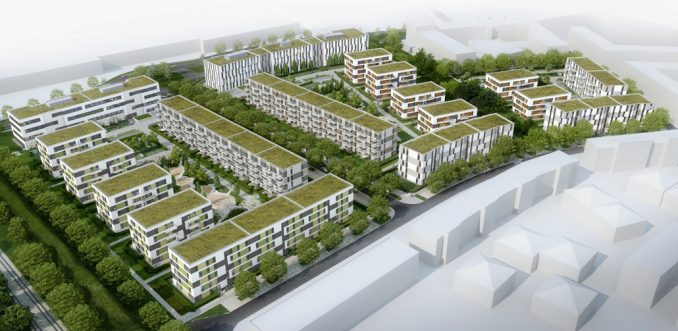 Bis Ende 2021 errichtet die STRABAG-Tochter ZÜBLIN 18 Gebäude im Rahmen des Projekts die „Sonnenhöfe im Sternenviertel“. (c) Sonnenhöfe GmbH & Co. KG