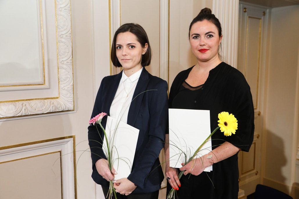 Die mit dem 1. Diesing-Preis ausgezeichneten Architekturstudentinnen der BTU Aleksandra Czaj (li.) und Kinga Krawczyk. Foto: Sebastian Semmler/AIV Berlin.