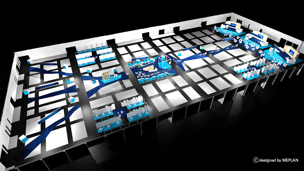 Innovative Hallenplanung erinnert an eine digitale Datenbahn. (Copyright: Meplan)