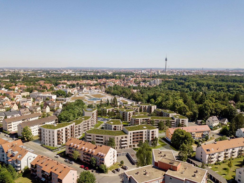Ein Wohnumfeld für alle Bedürfnisse: Das Quartier Krügelpark vereint die Vorteile von Stadt und Land. © Schultheiß  Projektentwicklung AG