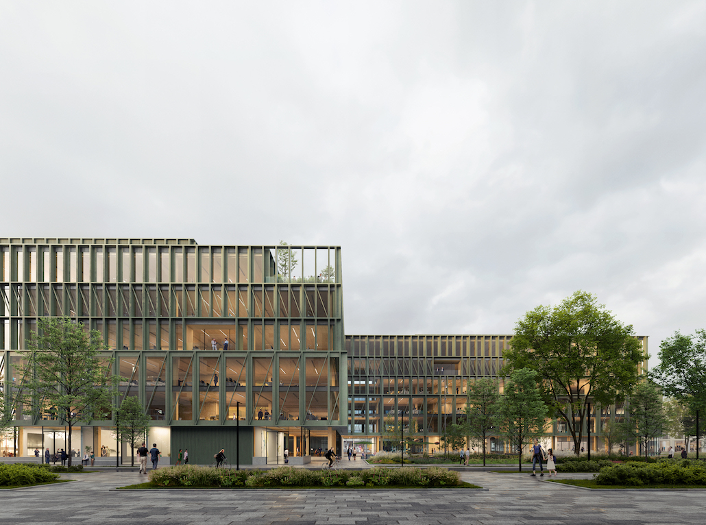 Die auffällig gestaltete Fassade des i8 im Werksviertel orientiert sich an den Bahngleisen des Münchner Ostbahnhofs.© R&S Immobilienmanagement GmbH