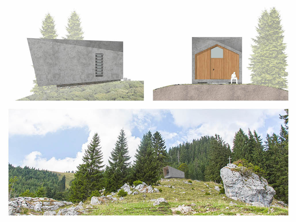 Visualisierungen der neu entworfenen Siglhütte (Felix Dieckerhoff).