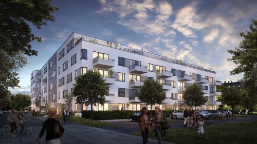 Visualisierung des neuen Stadtquartiers auf dem ehemaligen Pierburg-Areal © Björn Rolle-Brögger