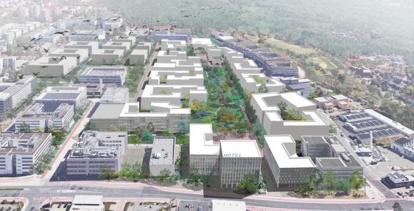 Neues Wohnquartier mit zentralem Park: Das Münchner Architekturbüro Laux gewann den städtebaulichen Wettbewerb. © Siemens