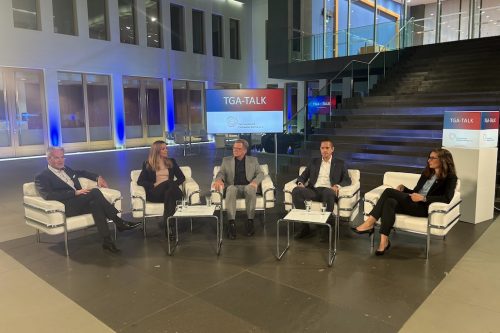 alk-Runde zum Thema Lebensmittel Luft. Von Links: Professor Christoph Kaup, Anja Daniels, Bernd Zeidler, Stefan Tuschy, Dr. Claudia Kandzia // Bildquelle: FGK