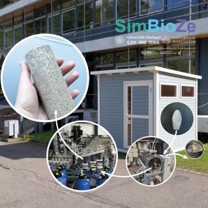 m Projekt „SimBioZe“ nutzen die Forschenden menschlichen Urin, um einen nachhaltigen Baustoff zu produzieren. Da im Urin bereits Wasser enthalten ist, wird kein zusätzliches Wasser für den Prozess benötigt. Foto: Universität Stuttgart / ILEK / IMB / ISWA