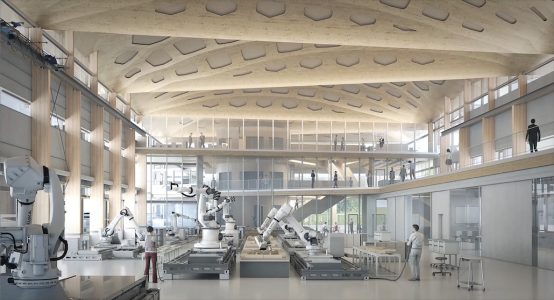 Der Cluster IntCDC forscht an den methodischen Grundlagen für die Transformation des Bauwesens. Das Ziel: Mit bio-basierte Baumaterialien, KI-Technologien und effektivem, kreislauffähigem, digitalen Planen und Bauen Ressourcenverbrauch und CO2-Emissionen signifikant senken. Bild: Universität Stuttgart / IntCDC / Flooer