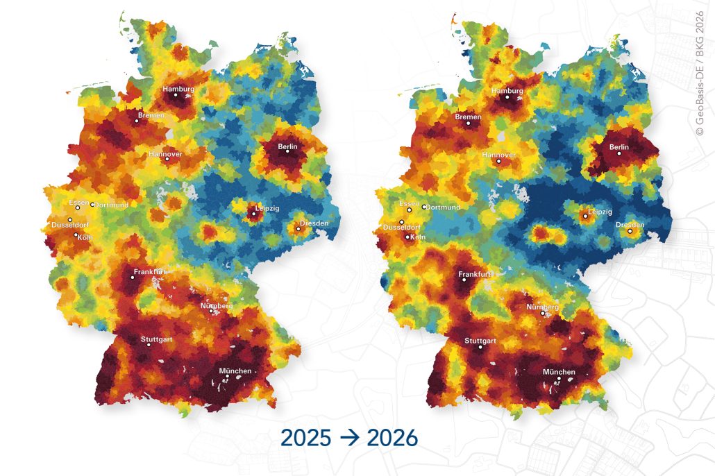 Wohnwetterkarte 2026: Wohnungsbedarf sinkt, Engpässe bleiben